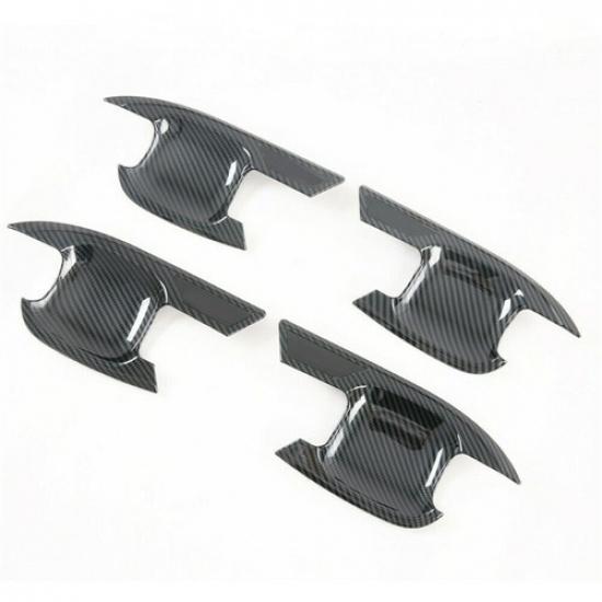 Carbon Fiber 4X Exterior Door Handle Bowl Cover Trim For Ford Explorer 2020-2022
