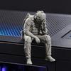 jijijing 3D Printed Soldier Figurine Ornament, Sitting Tactical Statue, Funny Tired Sculpture for Table Shelf Edge Decor