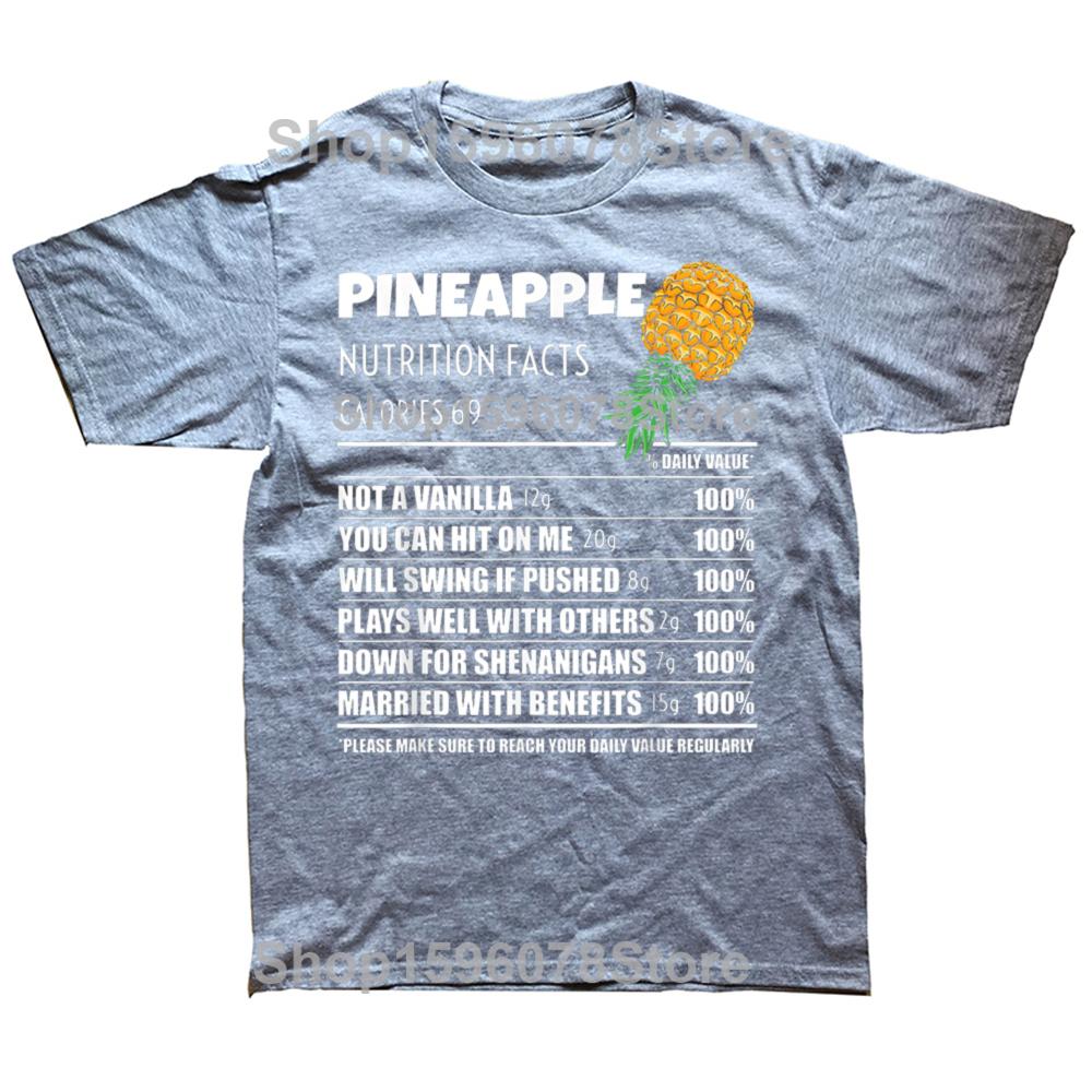 Funny Upside Down Pineapple Nutrition Facts Swinger Graphic T Shirts Cotton Humor  Tee Shirt Short Sleeve Unisex Loose Clothing