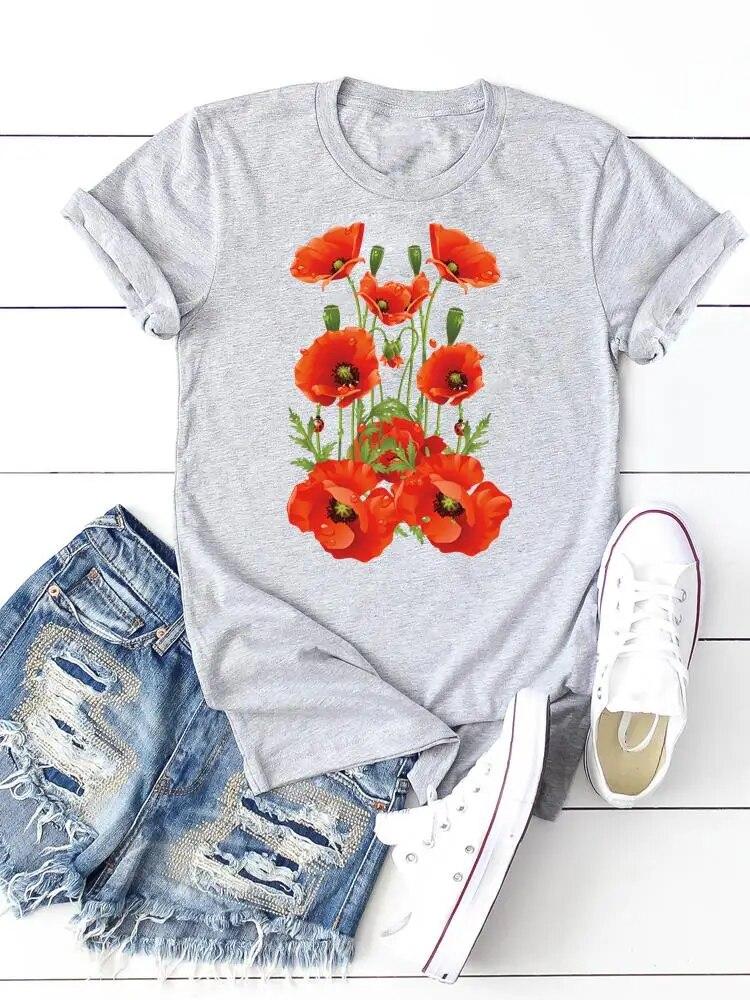 Print T-shirts Clothing Women 90s Sweet Lovely Cactus Trend T Clothes Short Sleeve Ladies Casual Fashion Female Graphic Tee