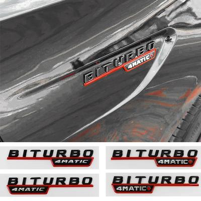 3D Auto Kotflügel BITURBO 4MATIC+ Abzeichen Emblem Aufkleber Für Mercedes Benz AMG W117 W212 W213 W202 W211 W176 W210 W204 W205 GLA GLC