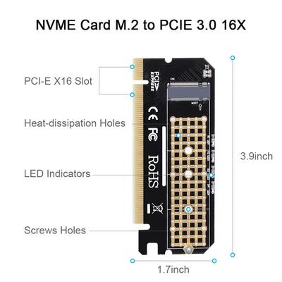 Karta adaptera M.2 PCIe NVMe SSD na PCI-E Express 3.0 X4 X8 X16 Pełna prędkość 2280mm