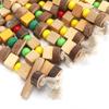 Hanging Chewing Toy Multicolored Natural Wooden Bird Tearing Blocks for Large  