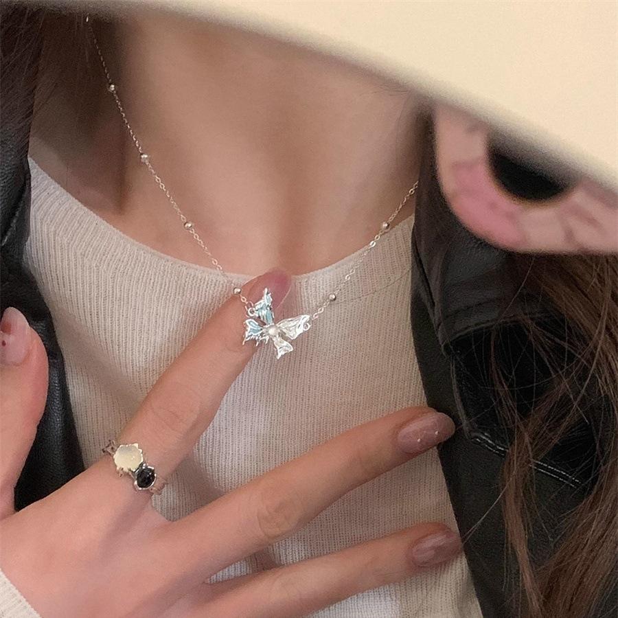 Opal Liquid Butterfly Necklace Sterling Silver 2025 New Clavicle Chain Neck Chain