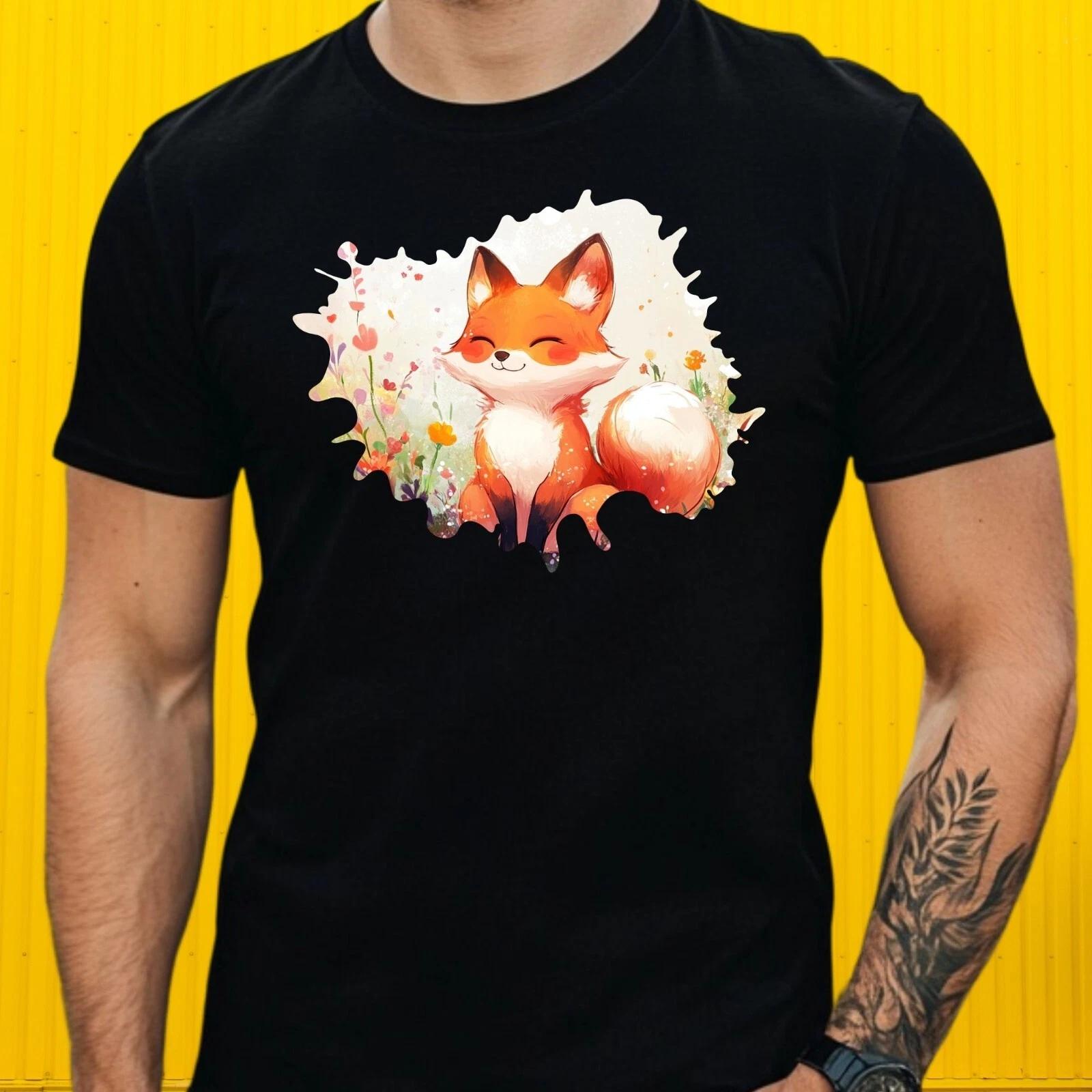 T-Shirt Herren Kawaii Fuchs Motiv Baumwolle Größe S bis 5XL L