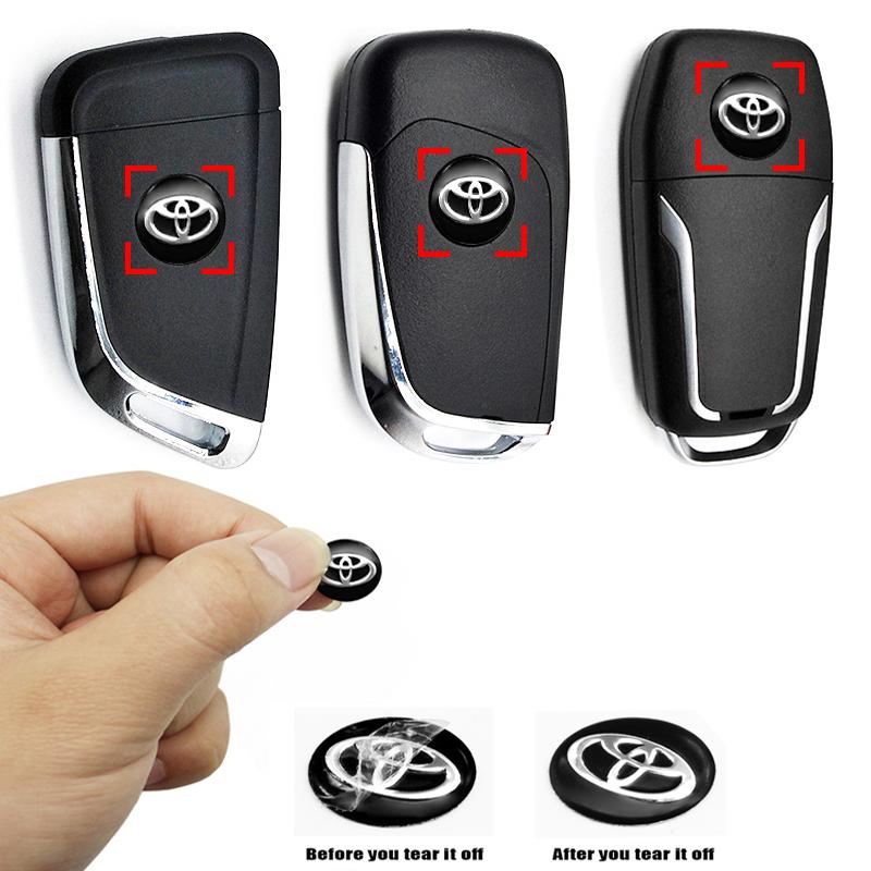 14mm Styling auta Logo Nálepky na dálkový klíč Odznak Emblém Příslušenství Pro Toyota Corolla Prius Auris CHR Land Cruiser Camry Avalon