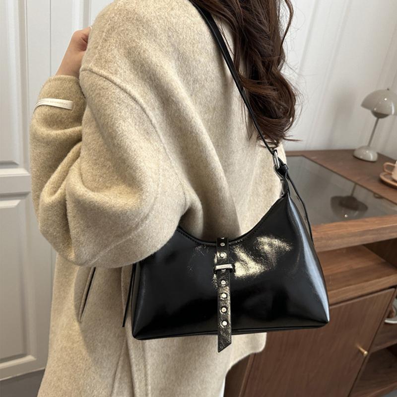Autumn Vintage PU Hobos Shoulder Bags for Women Versatile Belt Design Ladies Crossbody Bag Simple Solid Color Female Handbags