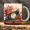 3D Painting Sewing Machine Sewing Machine Ceramic Coffee Mugs Books Water Mugs Books