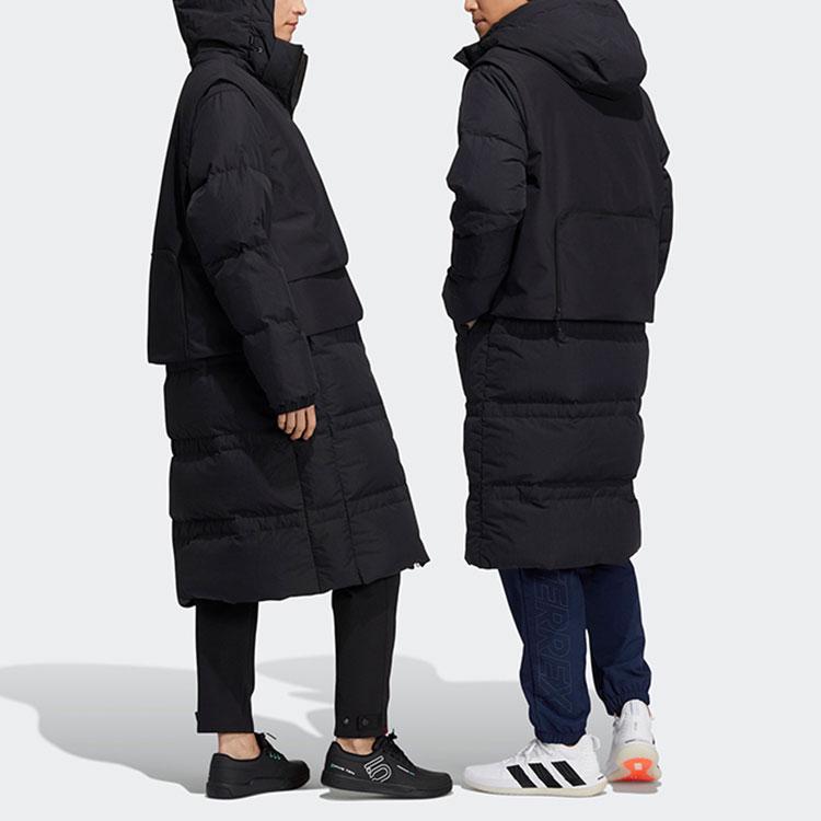 Adidas Outdoor Sports Detachable Vest Long Hooded Down Jacket Winter Unisex Outerwear Black H13853