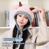 Cute Korean Double-Layer Thick Version Lamb Ears Knitted Ear Protection Loose Big Head Circumference Warm Cold Proof Plush Hat