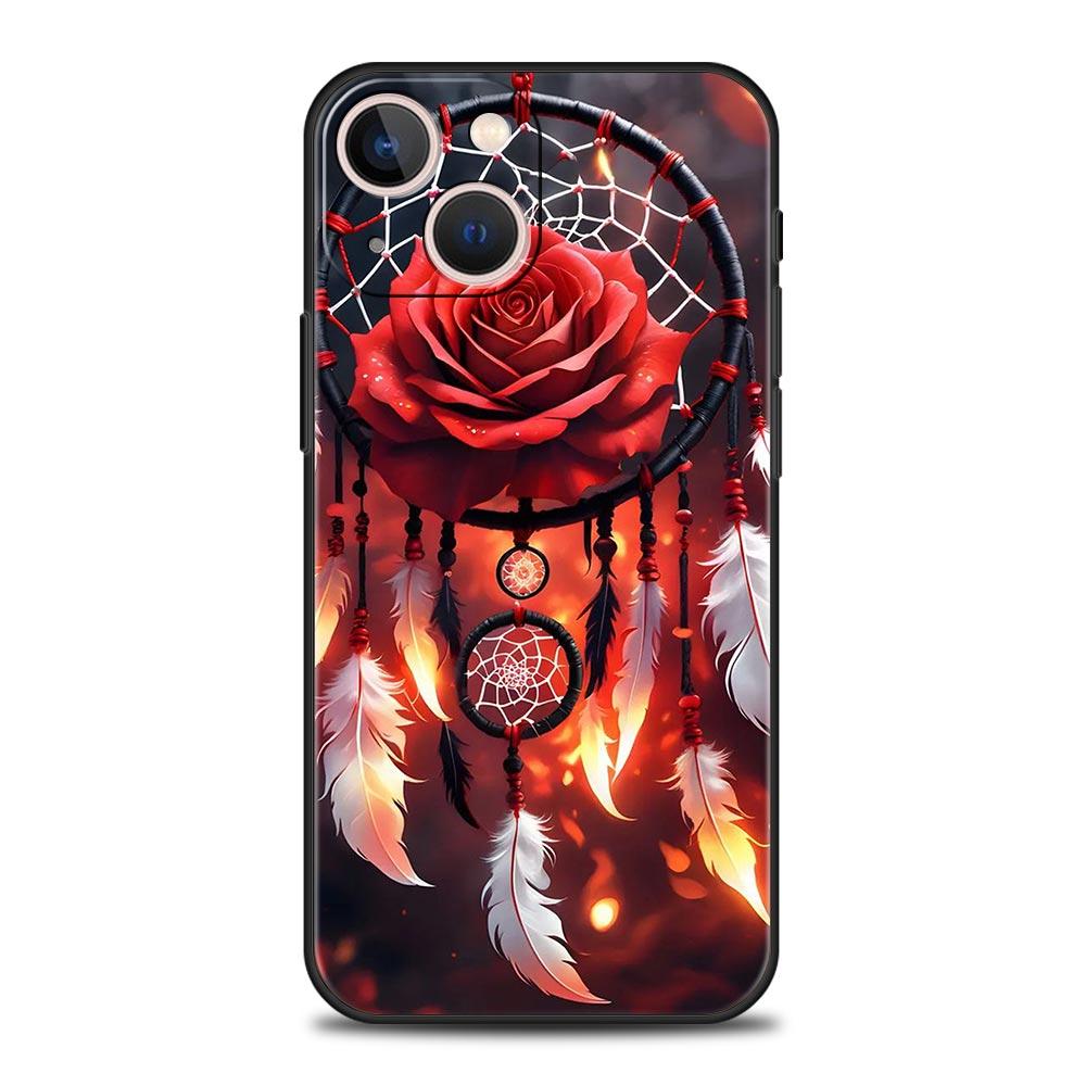 Cute Mandala Dreamcatcher Phone Case For iPhone 17 16 15 Pro Max 11 12 13 14 7 8 Plus SE 2020 X XR XS Cover Soft Black
