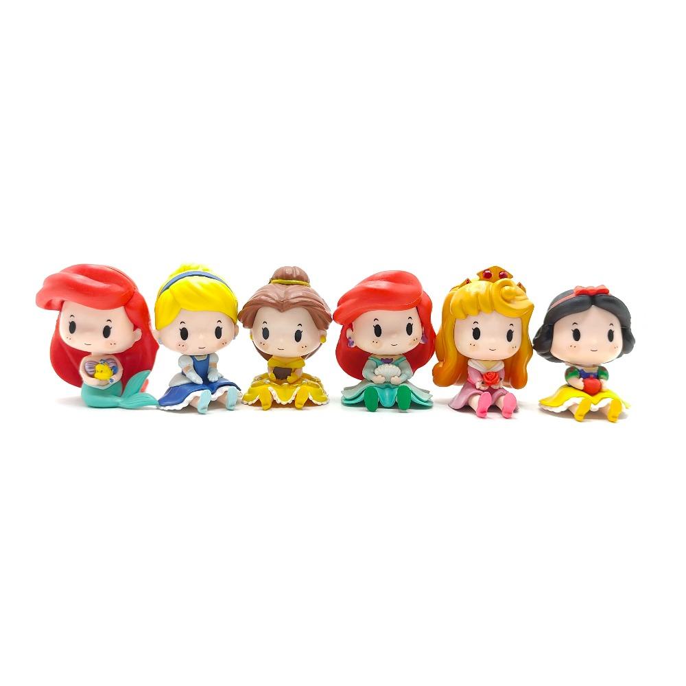 

6 Pieces / Set Cartoon Princess Vinyl Figurine Cute Version Doll Action Figure Toys Collection Model Ornament about 5-6.5cm