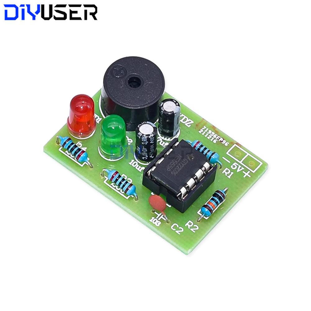 NE555 DIY Kit, LED Flasher & Signal Generator Circuit with PCB for Electronics Education & Solder Practice