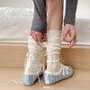 Spring/Summer Floral Ballet-Style Ruffle Socks - Breathable Mesh with Ribbon Heel for Women
