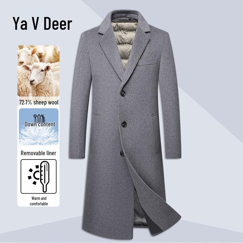 

Yalu Men s Slim-Fit Wool Blend Trench Coat with Removable Down Liner L