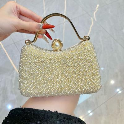 Elegant Pearl Evening Bags For Women Luxury Chain Shoulder Crossbody Bags Fashionable Party Wedding Clutch Ladies Purse Handbags