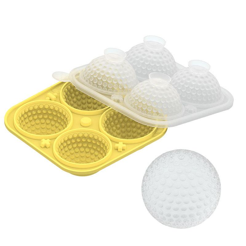 Bac à Glaçons Forme de Golf 4 Glaçons Sphériques Moule à Glaçons Sphériques pour Whisky Bac à Glaçons Sphériques avec Entonnoir Plateau en Silicone