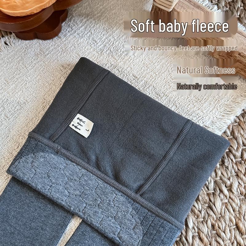 2025 Autumn/Winter Girls' Ruffle Edge Brushed Leggings - Solid Color, Versatile, Elastic Nine-Point Pants