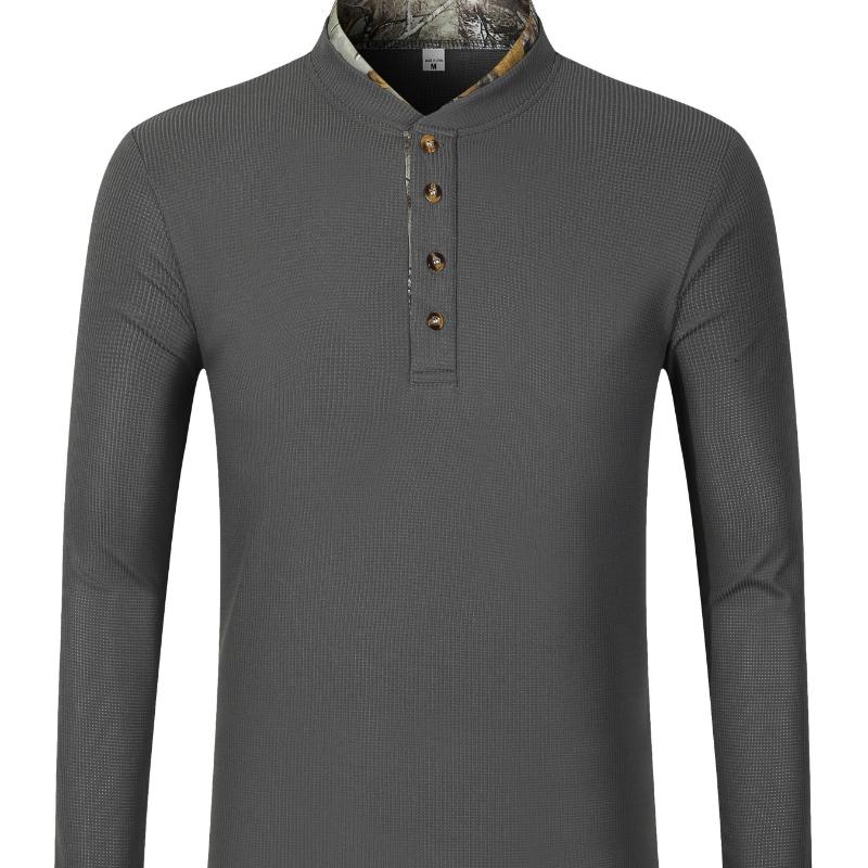 Vår og høst nye menn POLO skjorte dobbeltlags krage skjøting langermede genser topper T-skjorte menn