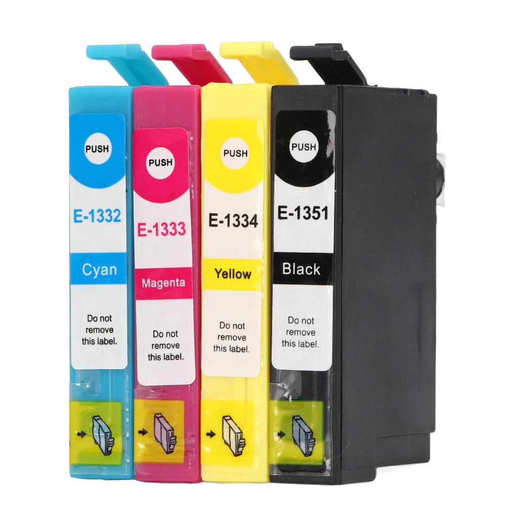 4 Pcs Ink Cartridge Black Cyan Magenta Yellow Smoothly Accurate Clear Anti Fade Printer Ink Cartridge for Stylus T1351
