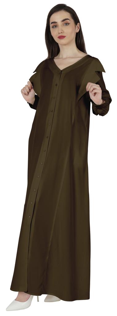 Bimba Abaya Islamic Prayer Dress With Hijab For Women's  Front Button Placket  Muslim