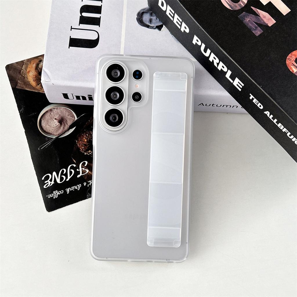 Silicone Wrist Strap Luxury Matte Elastic Phone Case for Samsung S26 Ultra S26 S25 S24 S23 Plus Hard Clear Shockproof Back Cover