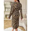 Winter Thick Flannel Robe Long Bathrobe Women Cozy Loungewear