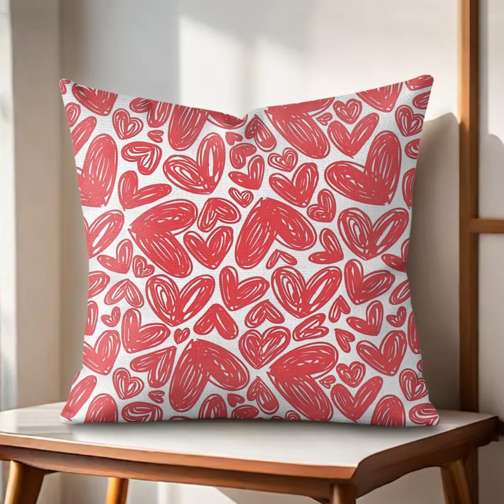Gift for Lover Cushion Cover Natural Linen Organic Fabric DoubleSided Printing Couch Pillow Covers Home Decor