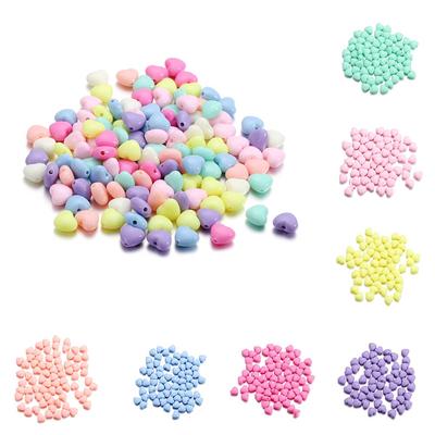 100pcs/lot Acrylic Charm Beads 8Color Heart Shape Spacer Beads For DIY Making Bracelets Necklace Loose Beads Jewelry Accessories
