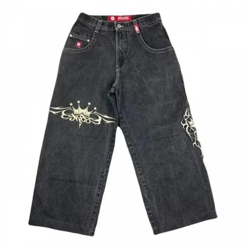 Pantalones Vaqueros Góticos Y2K para Hombre Corte Recto Holgado Estilo High Street Vaqueros de Algodón Juventud