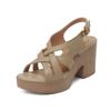 High-heeled platform-soled woven sandals women's 2025 summer thick-heeled wedged heel open-toed cross with round head casual Roman women's shoes