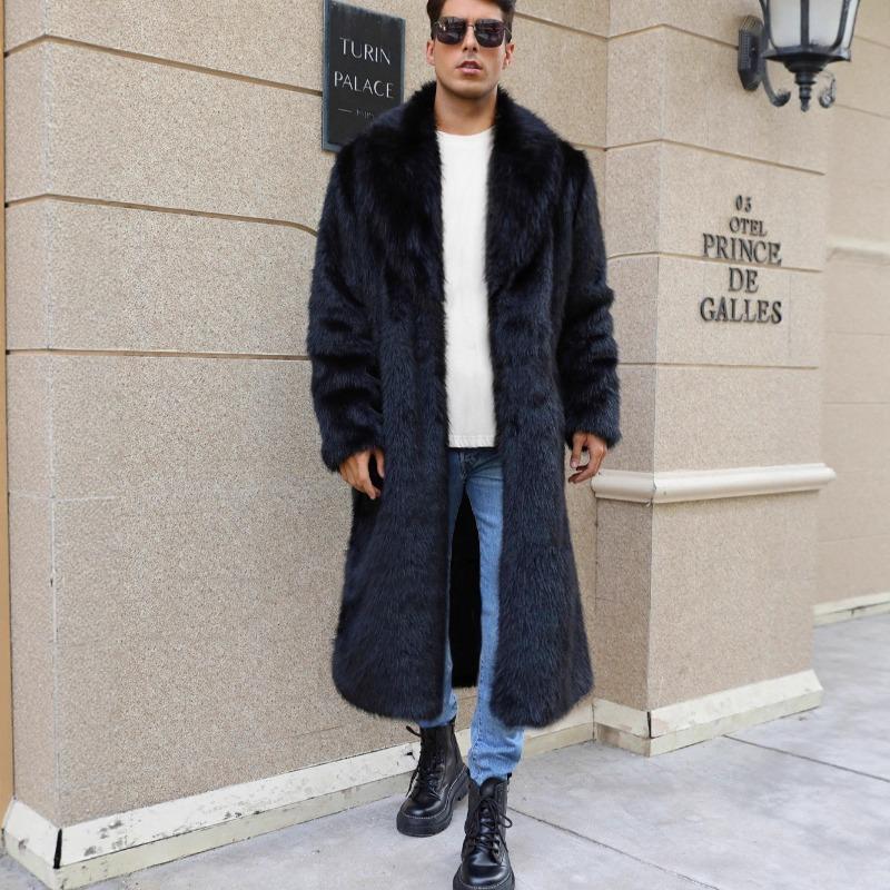 

мужское пальто с лацканами осенне-зимний стиль S чёрный