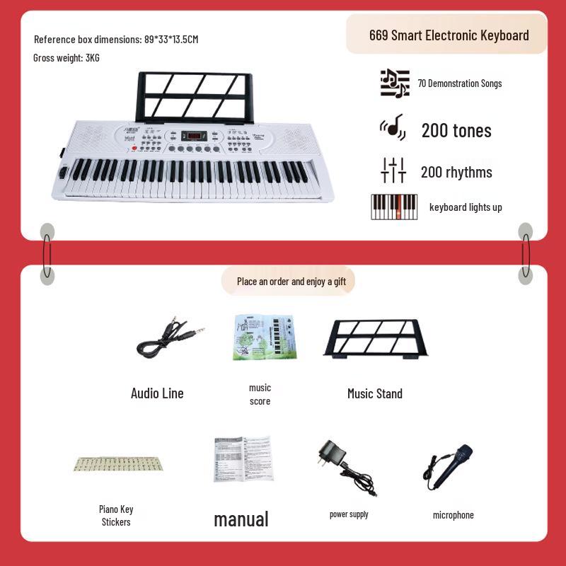 Portable 61-Key Electronic Keyboard for Beginner Students