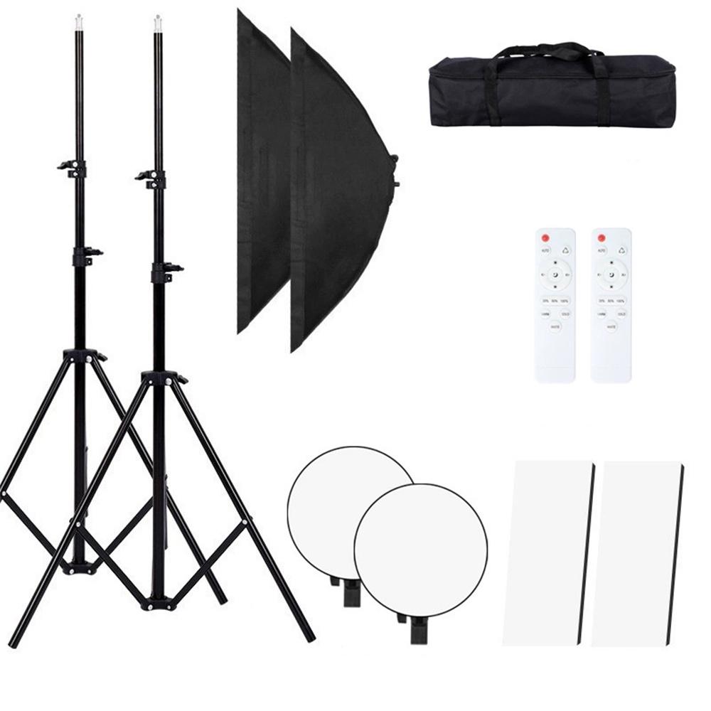 

2Pcs 80W LED Softbox with 2m Tripod Stand and Remote Control Photography Studio Lighting Kit CN Standard Plug