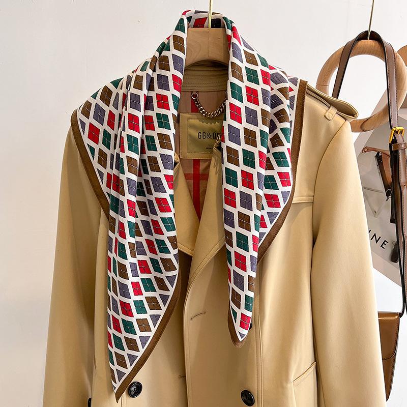 Ren Bomuld Dame Tørklæde Firkantet Foulard Dame Hals Hår Tørklæder Design Printet Hovedtørklæde Mode Pige Tørklæder 2023 Ny