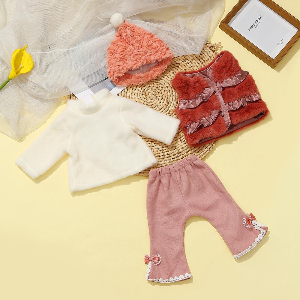 Wiedergeborene Puppenkleidung für 55cm Puppe Plüschkleid und Hosen-Set Kleidung Zubehör Für 21,65 Zoll Baby Puppe Spielzeug Kleidung Zubehör
