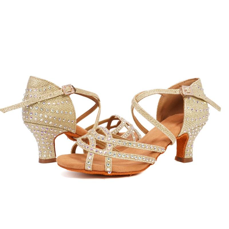 Scarpe da ballo con tacco alto da donna Scarpe da ballo latino Scarpe da ballo da sala indoor con strass con tacco 6/7/9CM