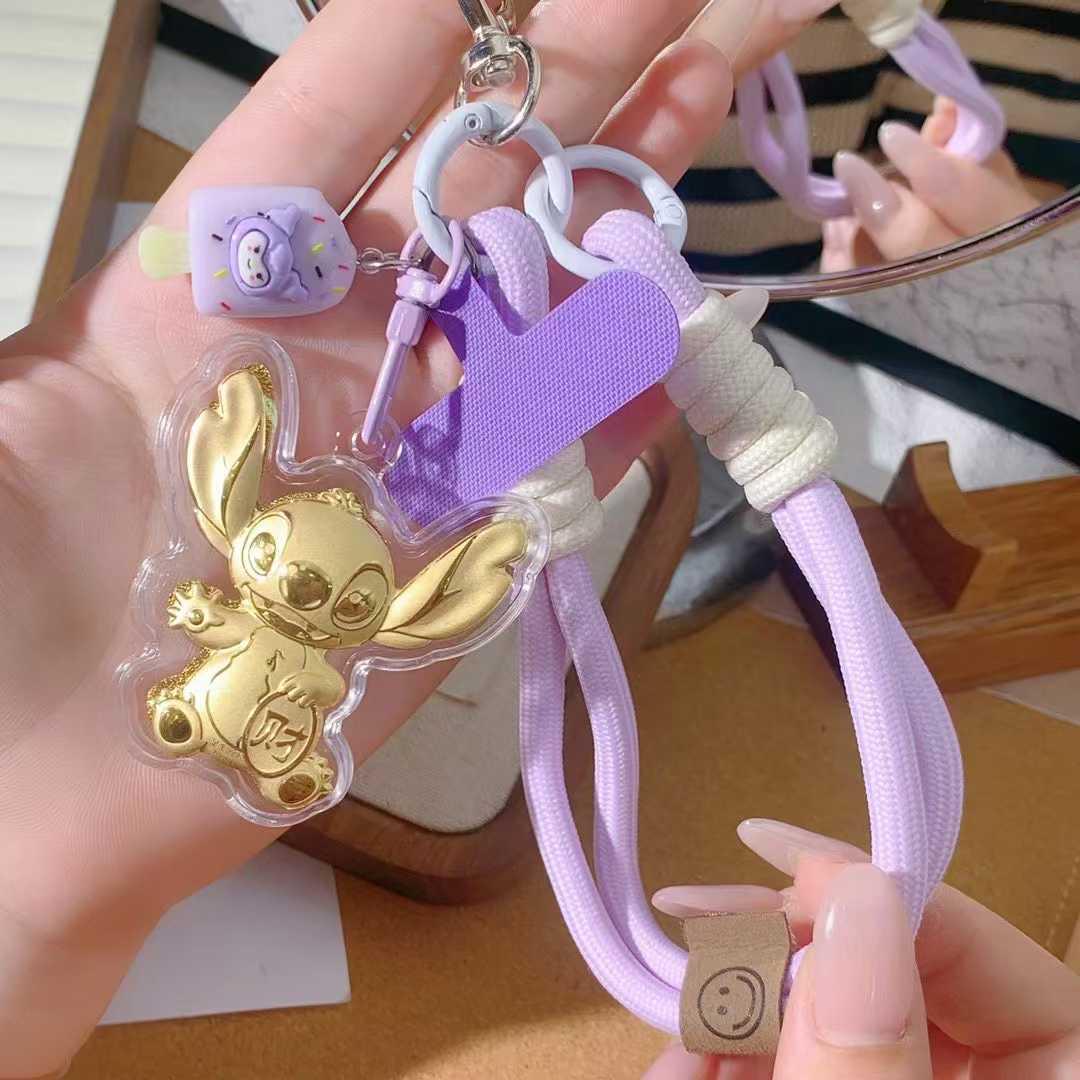 Брелок и подвеска на ремешок для телефона из чистого золота 999 пробы My Melody.