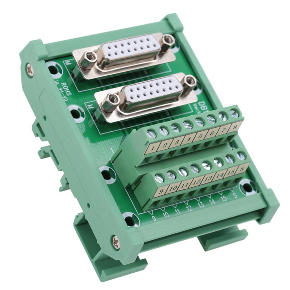 DB15-M6 DB15 DIN Rail Double Female Head Terminal Block Board Terminal Block  Equipment Wiring
