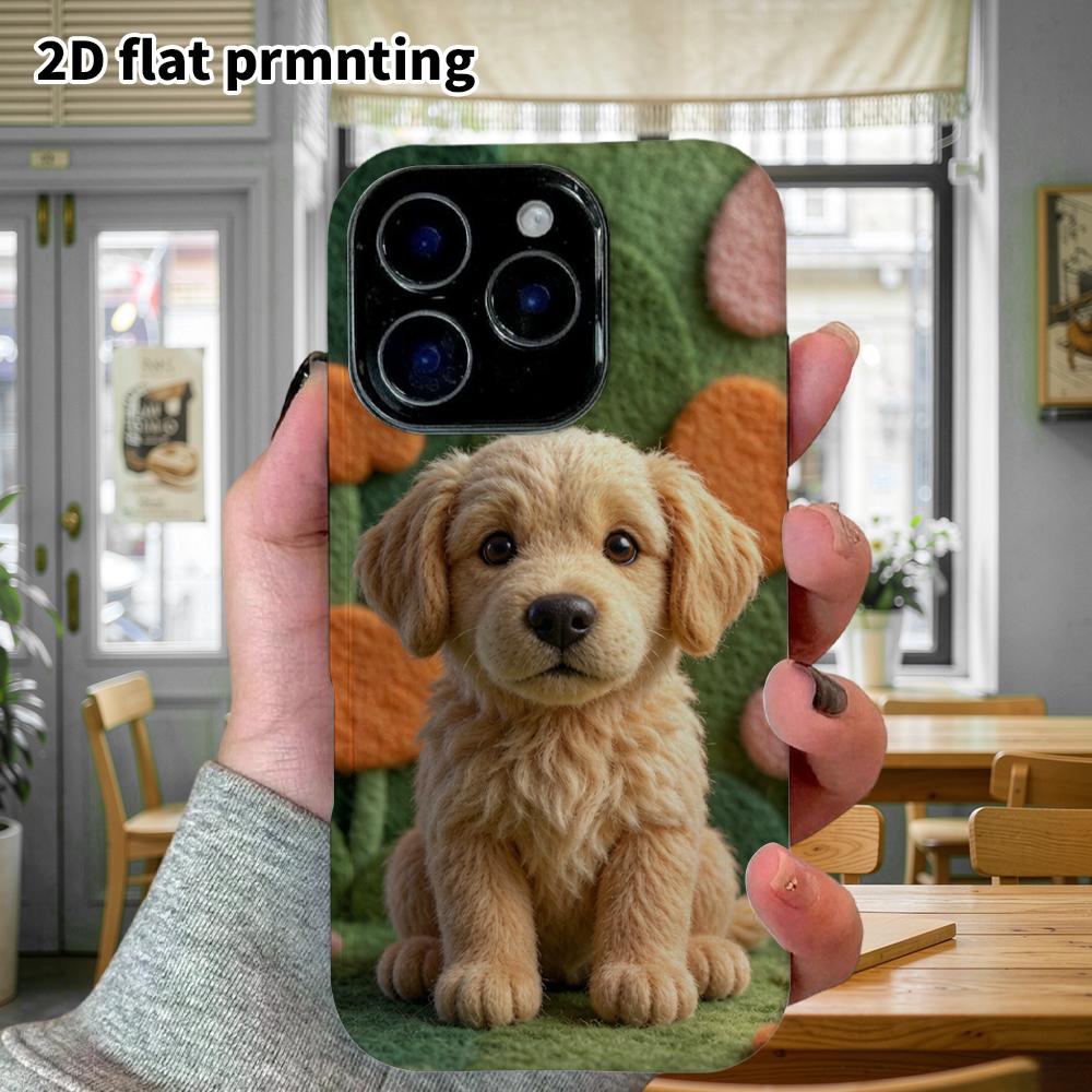 Carcasa de telefono: Plano 2D, adecuado para funda protectora de iPhone 18 17 16 15 14 13 12Pro, cachorro de Golden Retriever, regalo perfecto para las fiestas de Navidad y Halloween