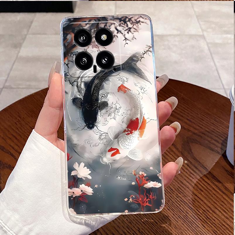 For Xiaomi Mi 14 / 14 Pro Clear Case Luxury Cute Love Rabbit Funny Ultra Slim TPU Silicone Soft Back Cover For Mi14 14Pro Casing