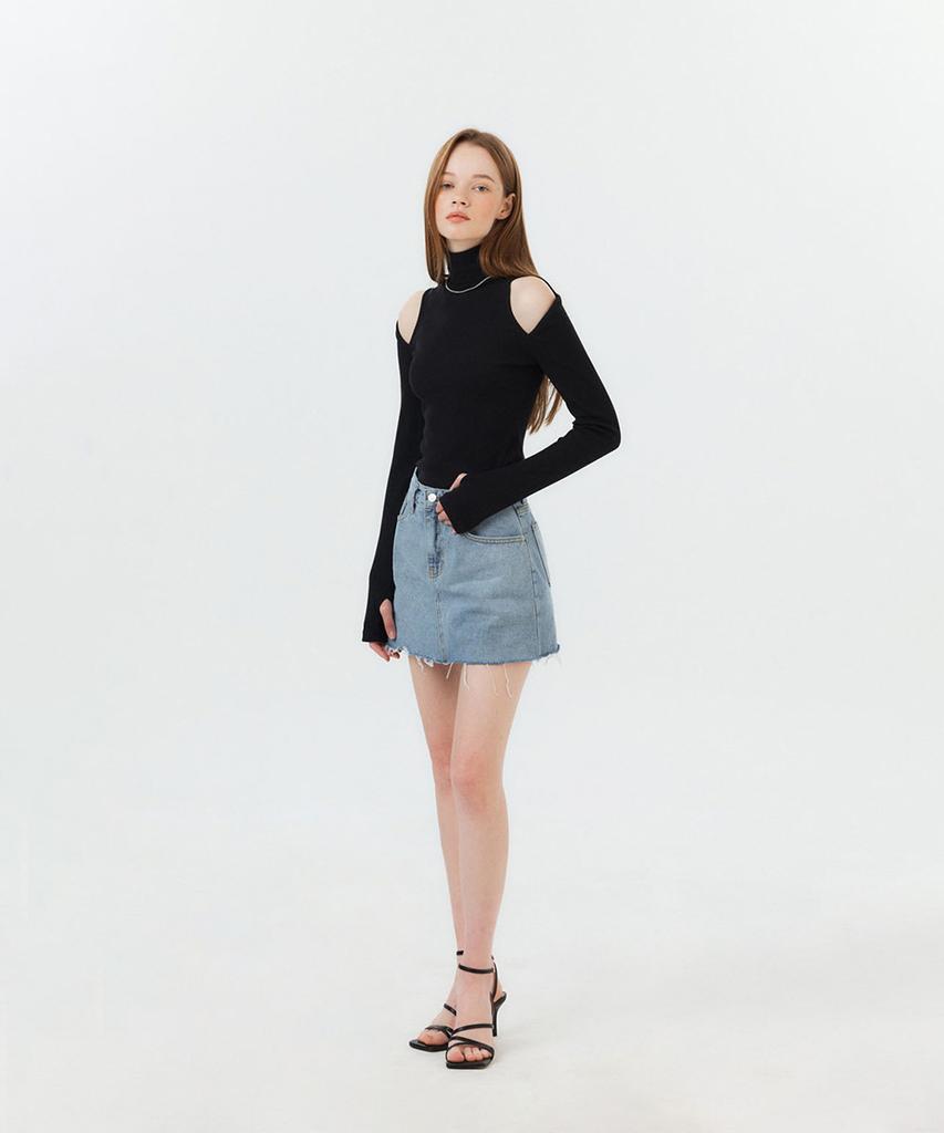 Potipo [W] Damaged Cut Denim Short Skirt