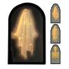 Halloween Ghost Mirror Spooky Hologram Ghost Skeleton Mirror with LED Light for Halloween Home Bedroom Decor