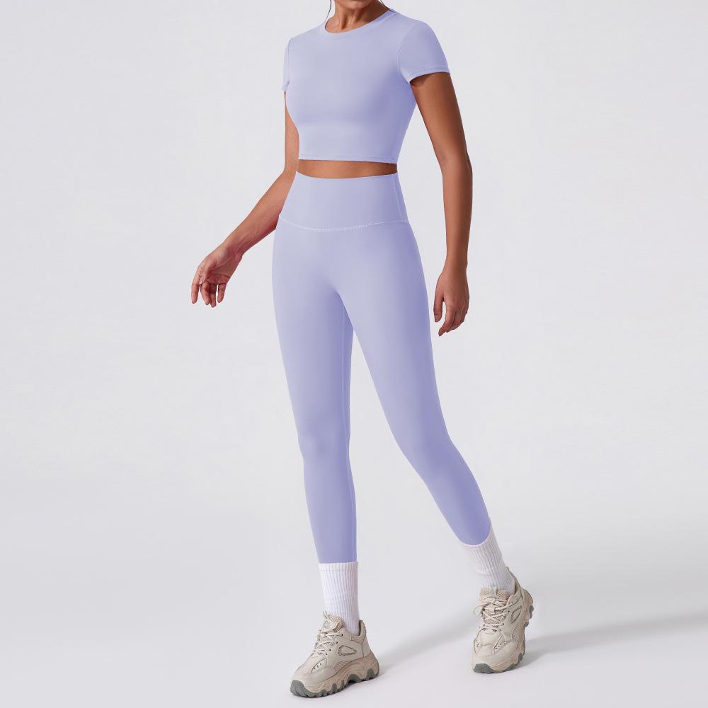 Sleek Yoga Set: Moisture-Wicking, Quick-Dry, Beautiful Back, Nude Feel, Two-Piece for Training & Running
