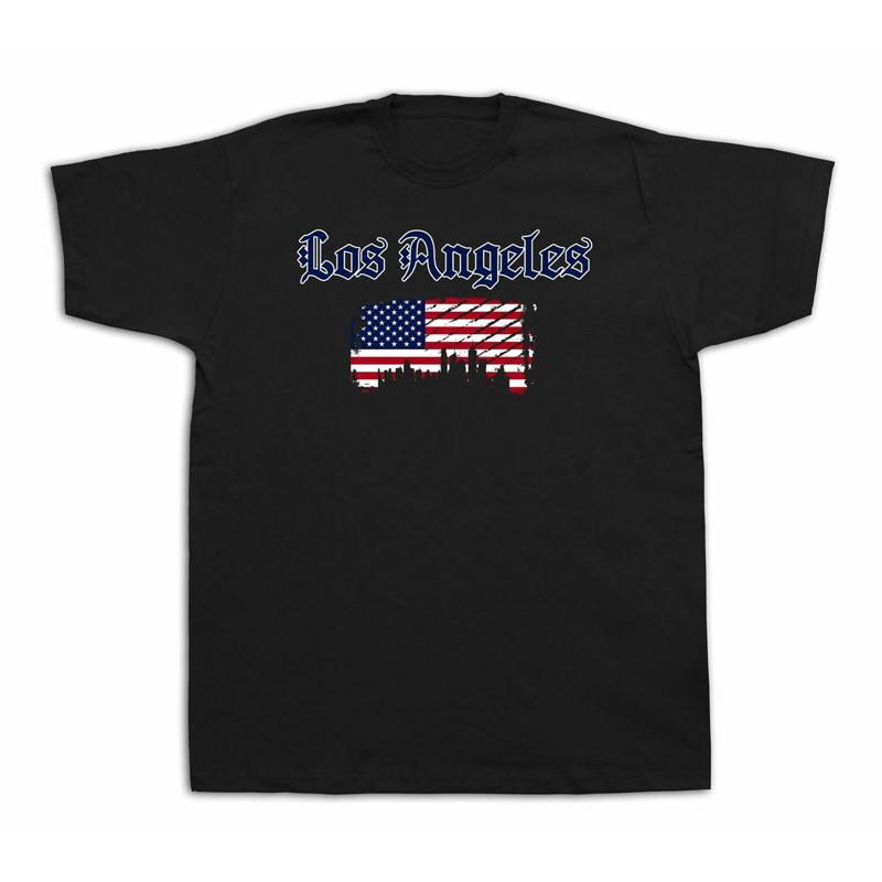 LA Los Angeles Flag souvenir tourist spots city sites t shirt funny casual tee