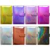 Cute Laser PU Leather DIY Binder Notebook Kawaii Pink Planner Scrapbook Gift Soft Cover Creative School Supplies Journal Diary