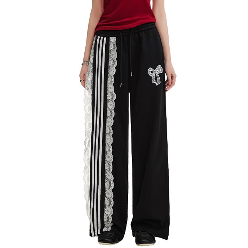 

UNIFREE Retro Casual Lace Patchwork Sweatpants L