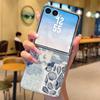 Whale Planet Print PU Leather Phone Case For Samsung Galaxy Z Flip7 FE Flip6 Flip 7 6 5 5G Silver Plating Frame Hard Back Cover