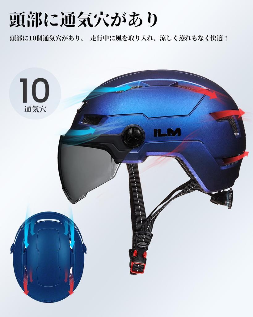 ILM Bicycle Helmet for Adults with LED Night and Adjustable Unisex Sizes Light, Light, Visor, CE/PSE/CPSC/ASTM/EN1078 Certified, Lightweight,