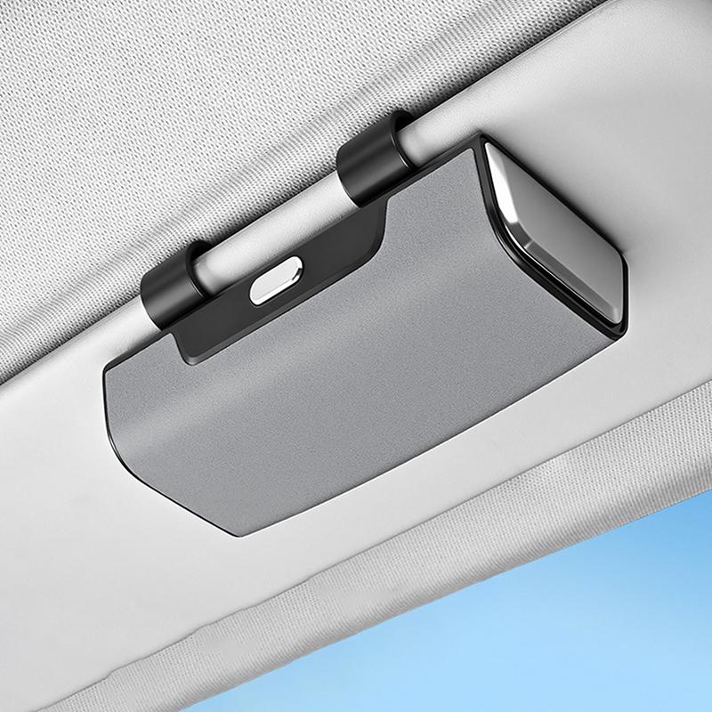 Car Sun Visor Sunglasses Case, Clip-On Magnetic Glasses Holder for Auto Interior Storage